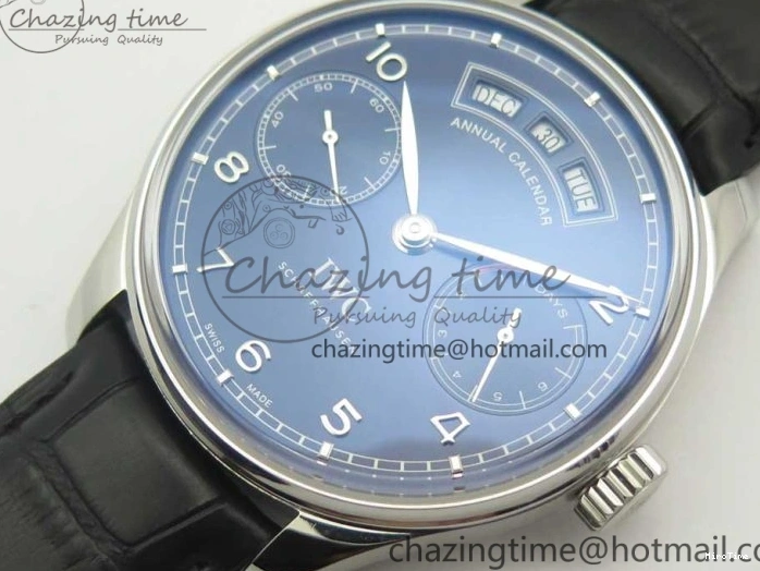 MIROTIME 0316 Portuguese Real PR Real Annual Calendar IW503502 ZF 1:1 Best Edition Blue Dial on Black Leather Strap A Breathable 7152